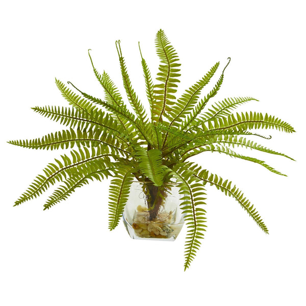 8” Fern Artificial Plant in Vase (Set of 2)