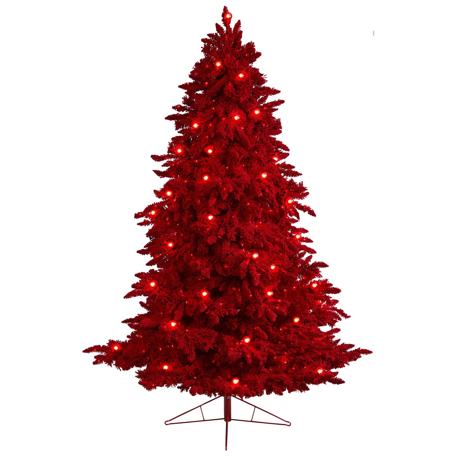 8' Red Flocked Fraser Fir Artificial Christmas Tree