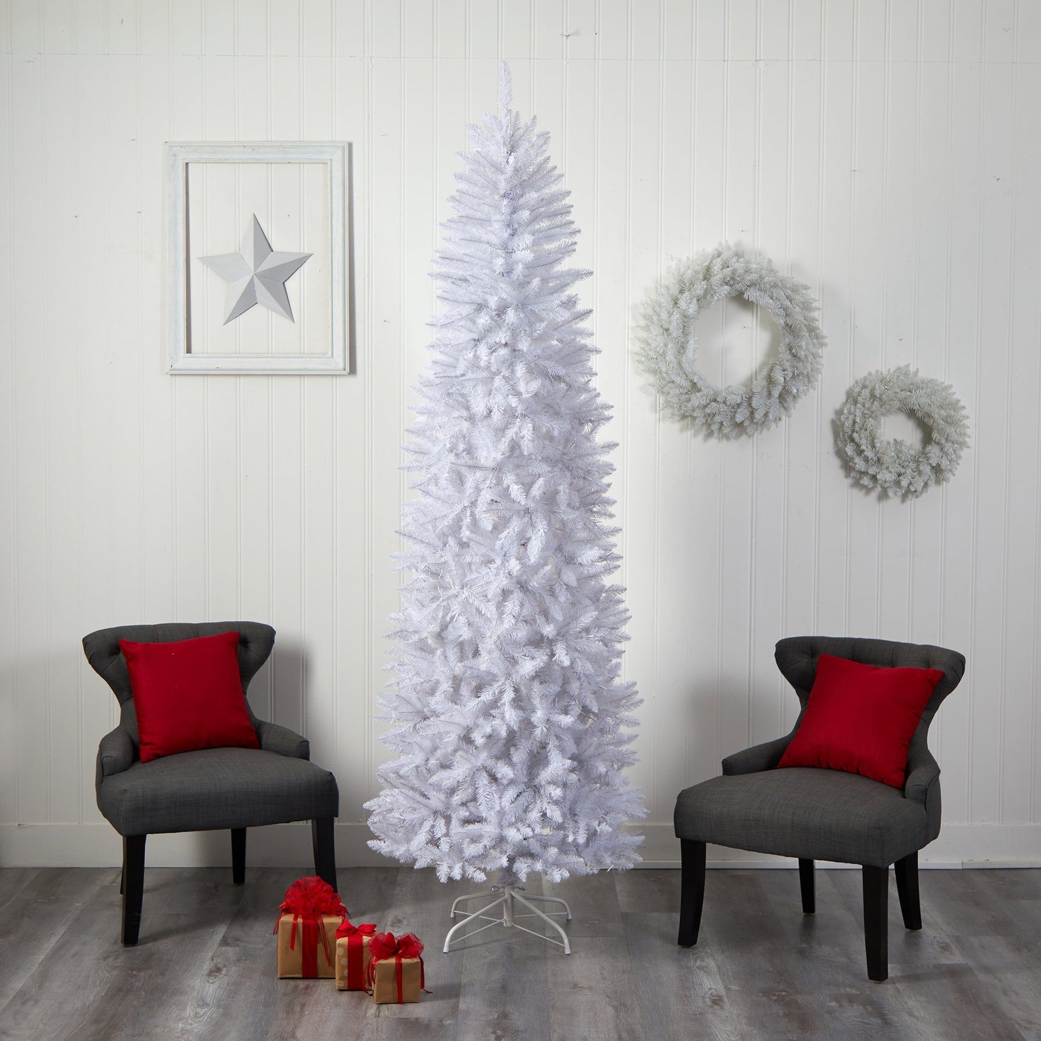 3FT White Christmas Tree Real White Ostrich Feather Branches with Metal  Stand Included Indoor Outdoor