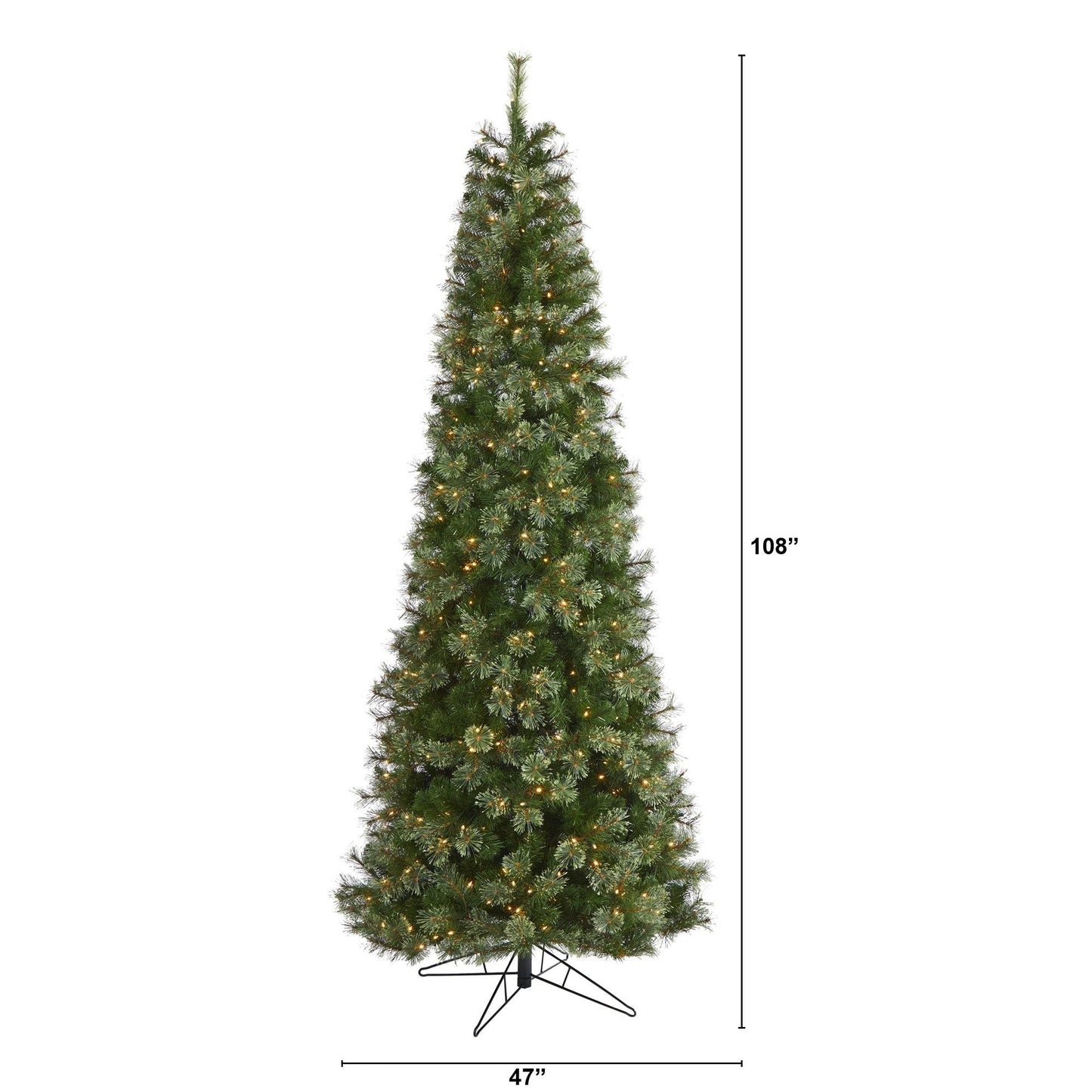 9' Cashmere Slim Artificial Christmas Tree with 550 Warm White Lights ...