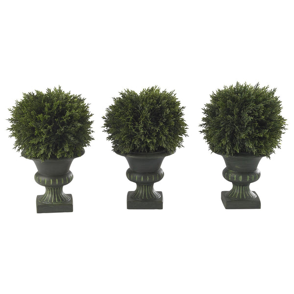 9" Cedar Ball Topiary (Set of 3)"