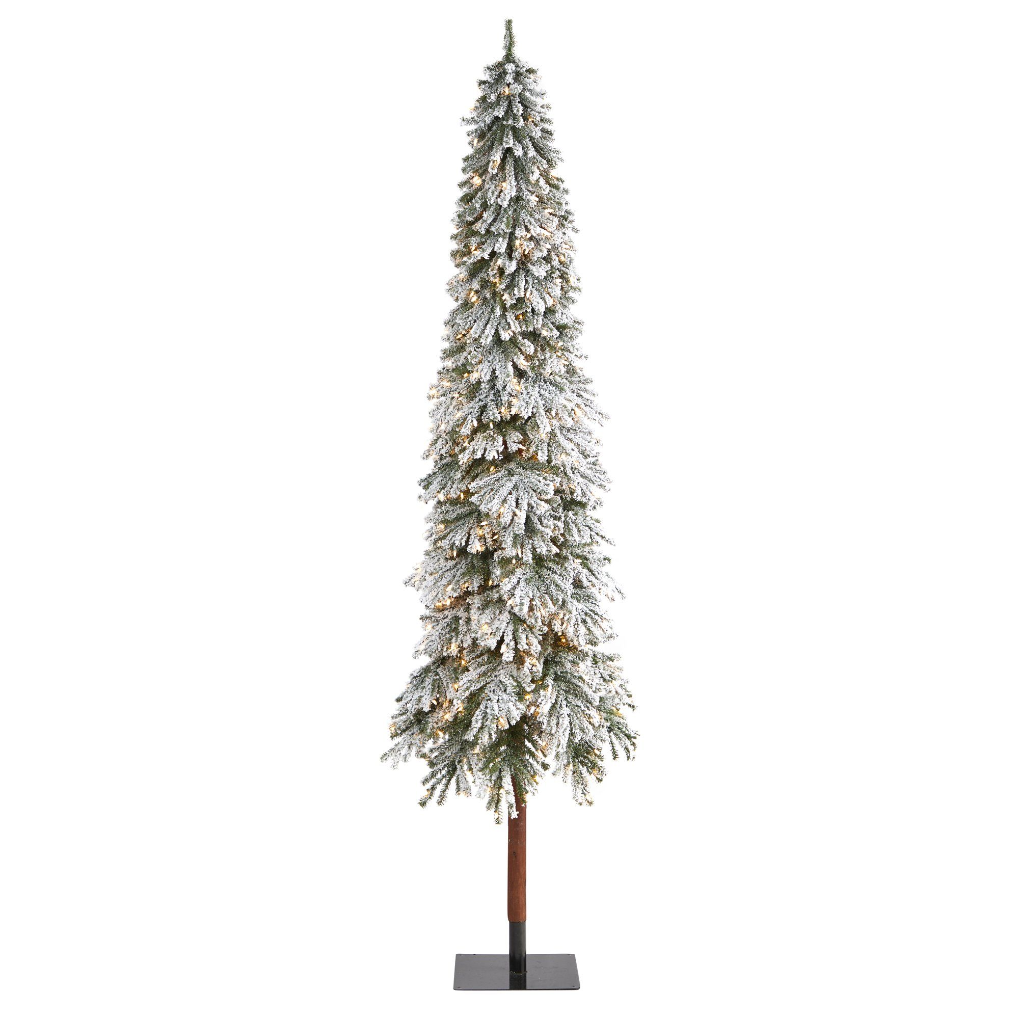 9’ Flocked Grand Alpine Artificial Christmas Tree with 600 Lights and ...