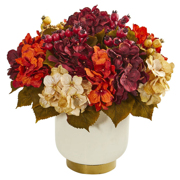 Autumn Hydrangea Berry Artificial Arrangement | Nearly Natural