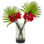 Calla Lily and Fan Palm Artificial Arrangement in Cylinder Glass