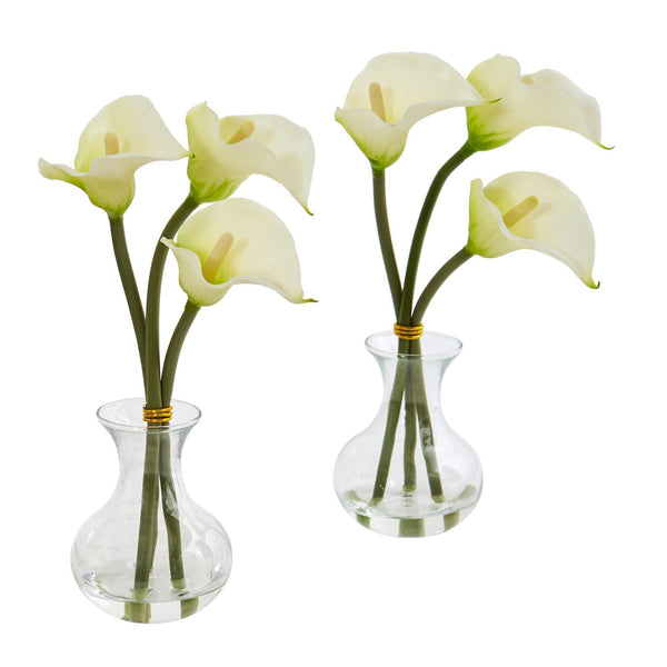 Calla Lily Artificial Arrangement in Vase (Set of 2)