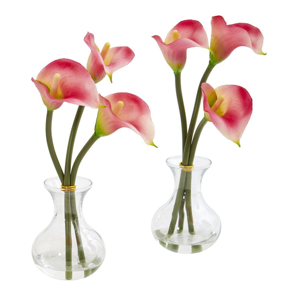 Calla Lily Artificial Arrangement in Vase (Set of 2)