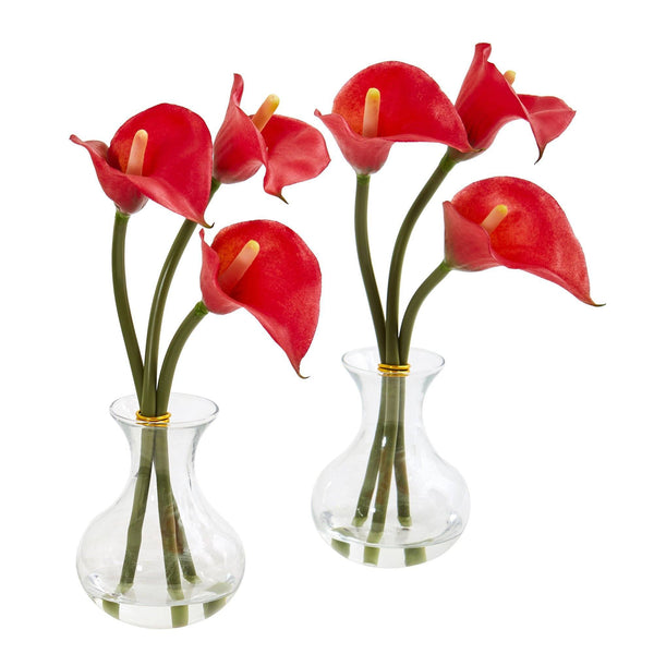 Calla Lily Artificial Arrangement in Vase (Set of 2)