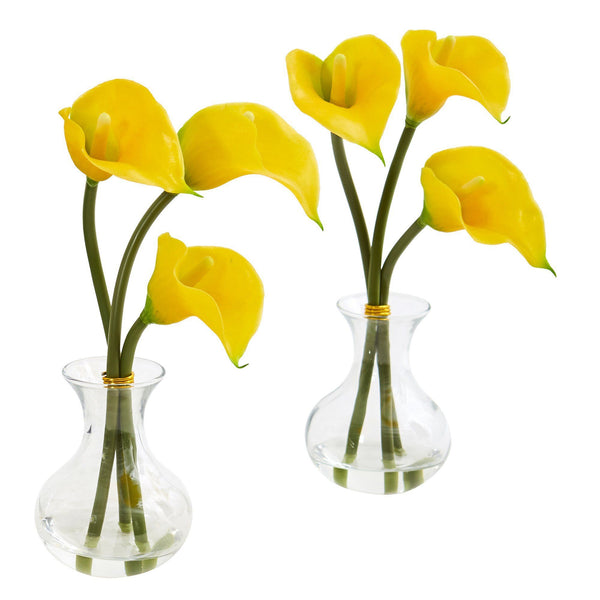 Calla Lily Artificial Arrangement in Vase (Set of 2)