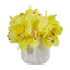 Cymbidium Orchid Artificial Arrangement in Marble Vase