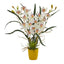 Cymbidium Orchid Artificial Arrangement in Yellow Vase