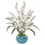 Dancing Lady Orchid Artificial Arrangement in Blue Vase