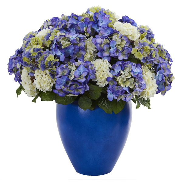 Hydrangea Artificial Plant in Blue Planter