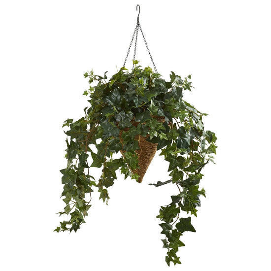 Ivy Artificial Plant in Cone Hanging Basket Basket | Nearly Natural