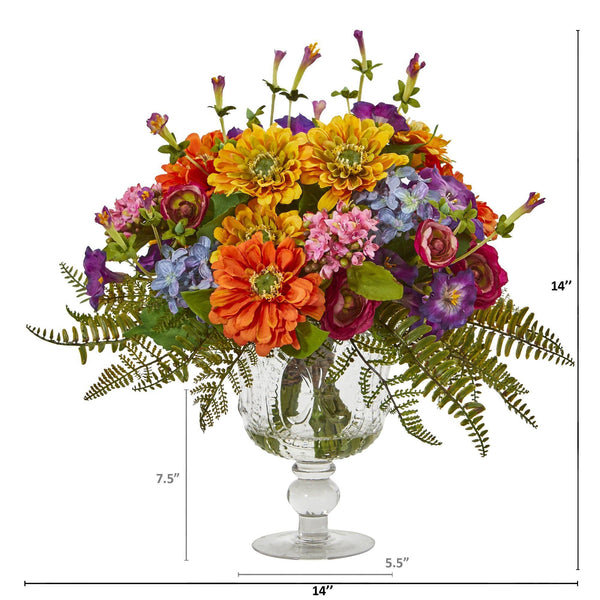 Mixed Flowers Artificial Arrangement in Royal Vase