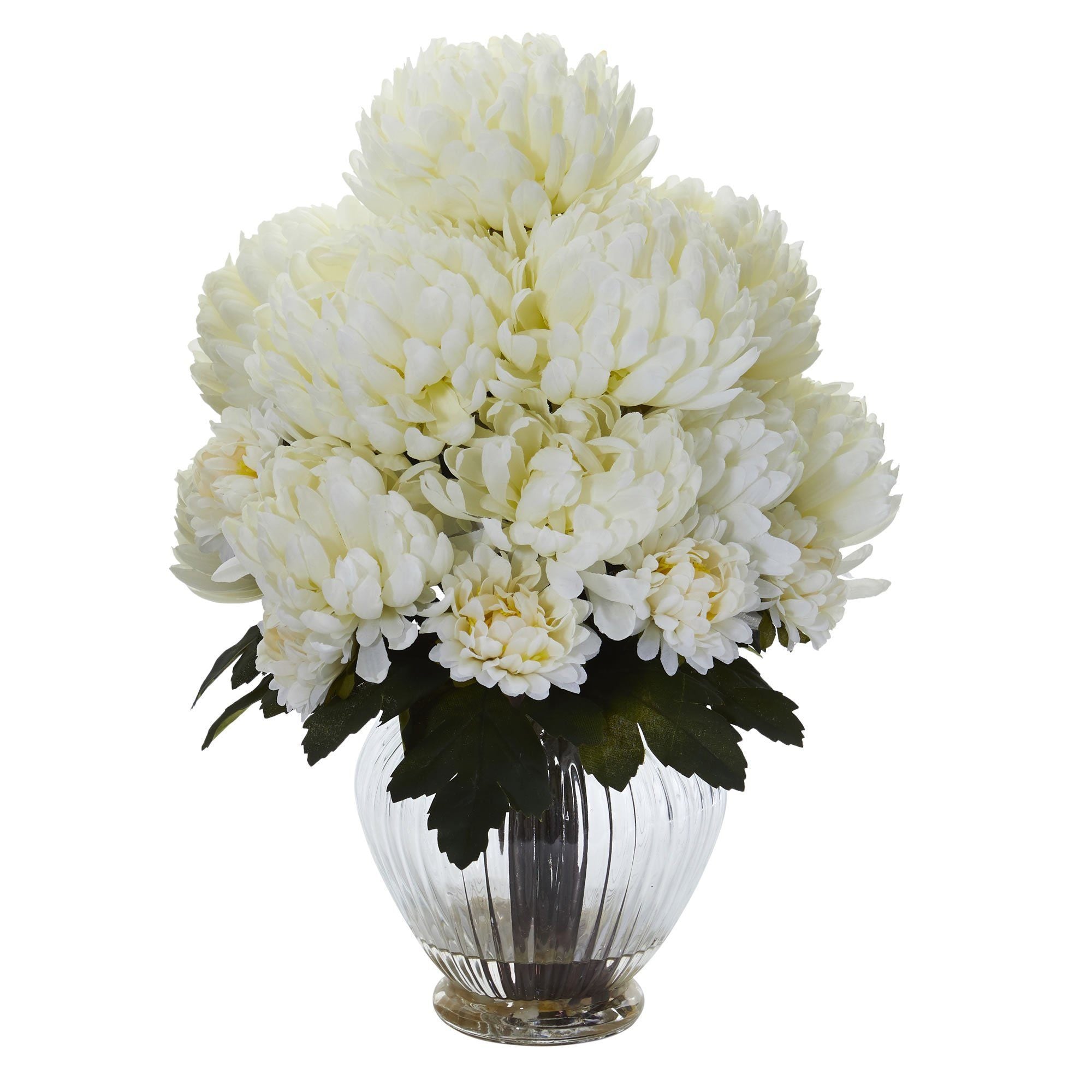 Artificial Mums Fake Mum Plants Nearly Natural   Artificial Mum Artificial Arrangement In Vase Nearly Natural Cream 358560 