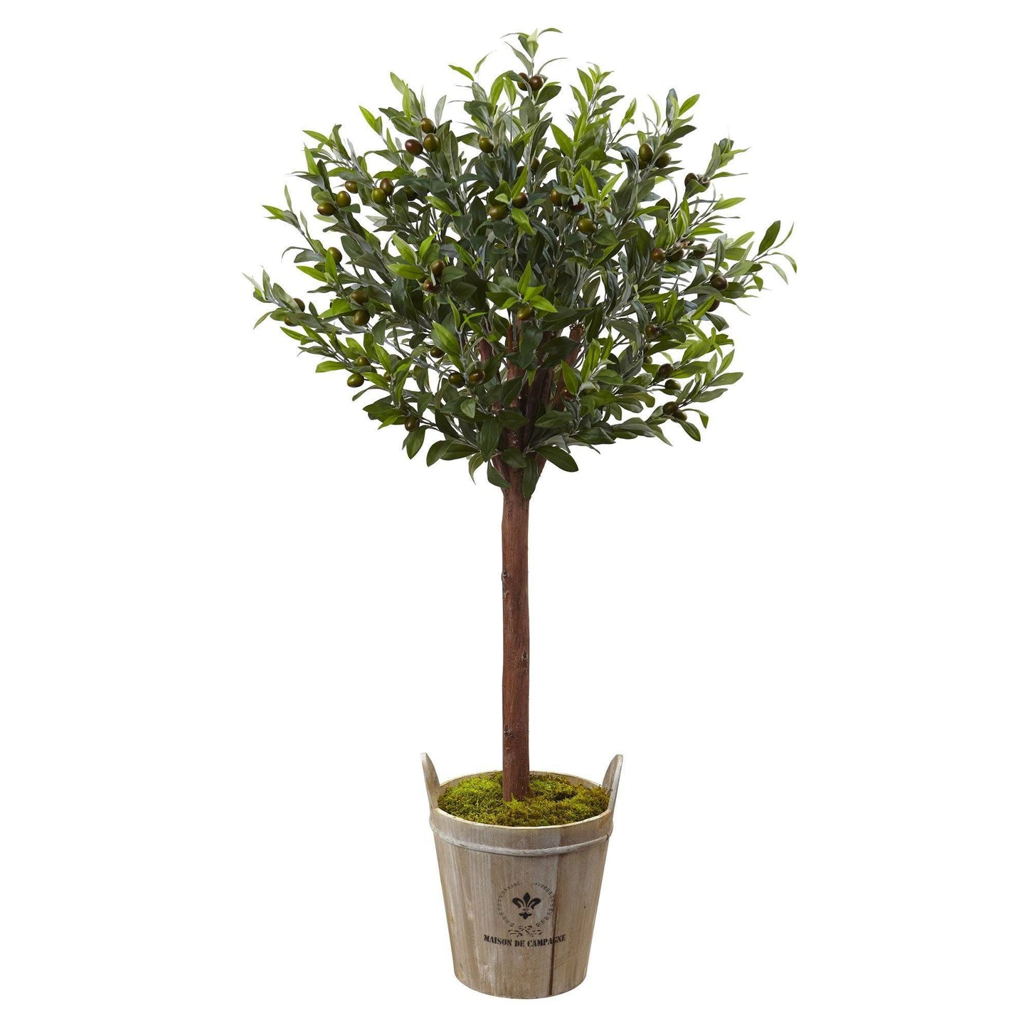 Olive Topiary Tree with Farmhouse Planter | Nearly Natural