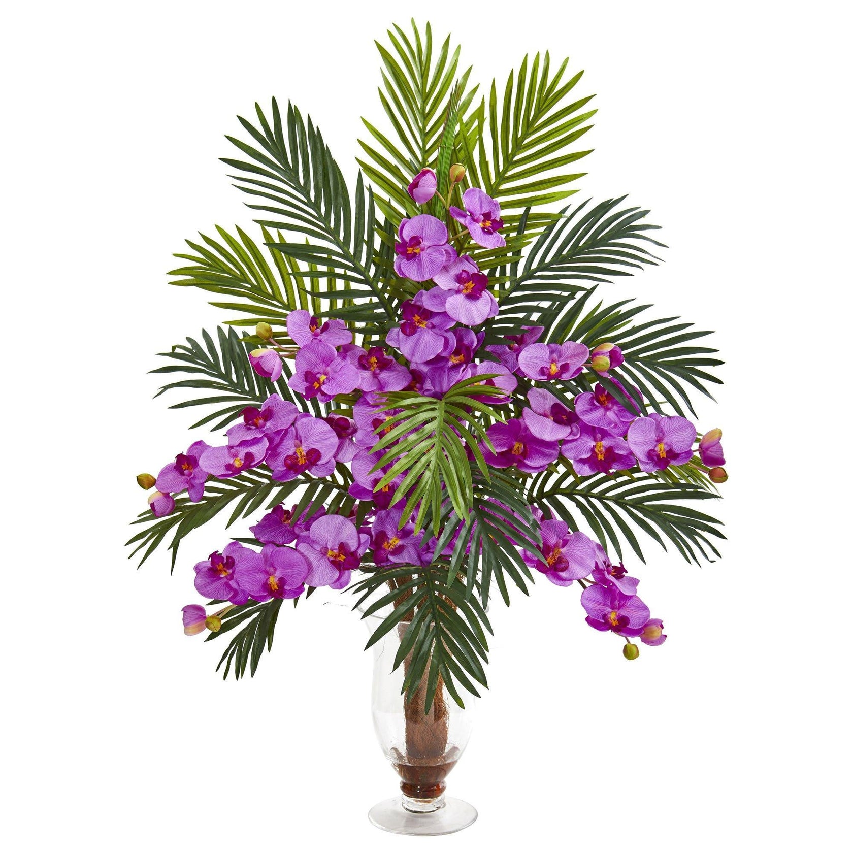 Phalaenopsis Orchid and Areca Palm Artificial Arrangement 1732 Nearly ...