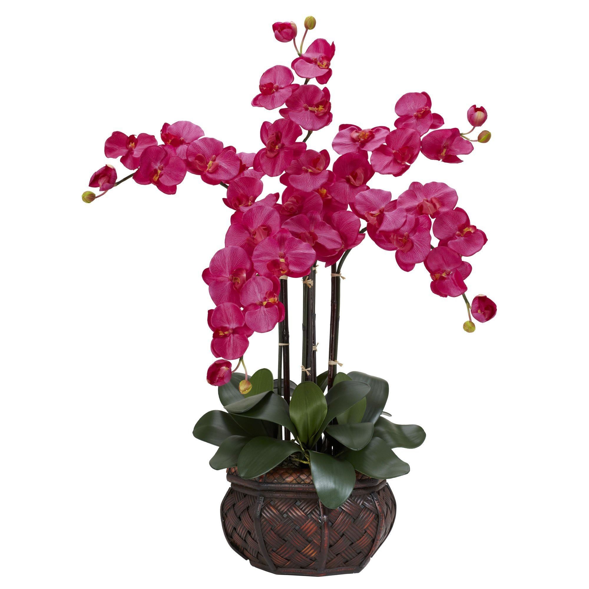 Phalaenopsis w/Decorative Vase Silk Flower Arrangement 1211 Nearly Natural