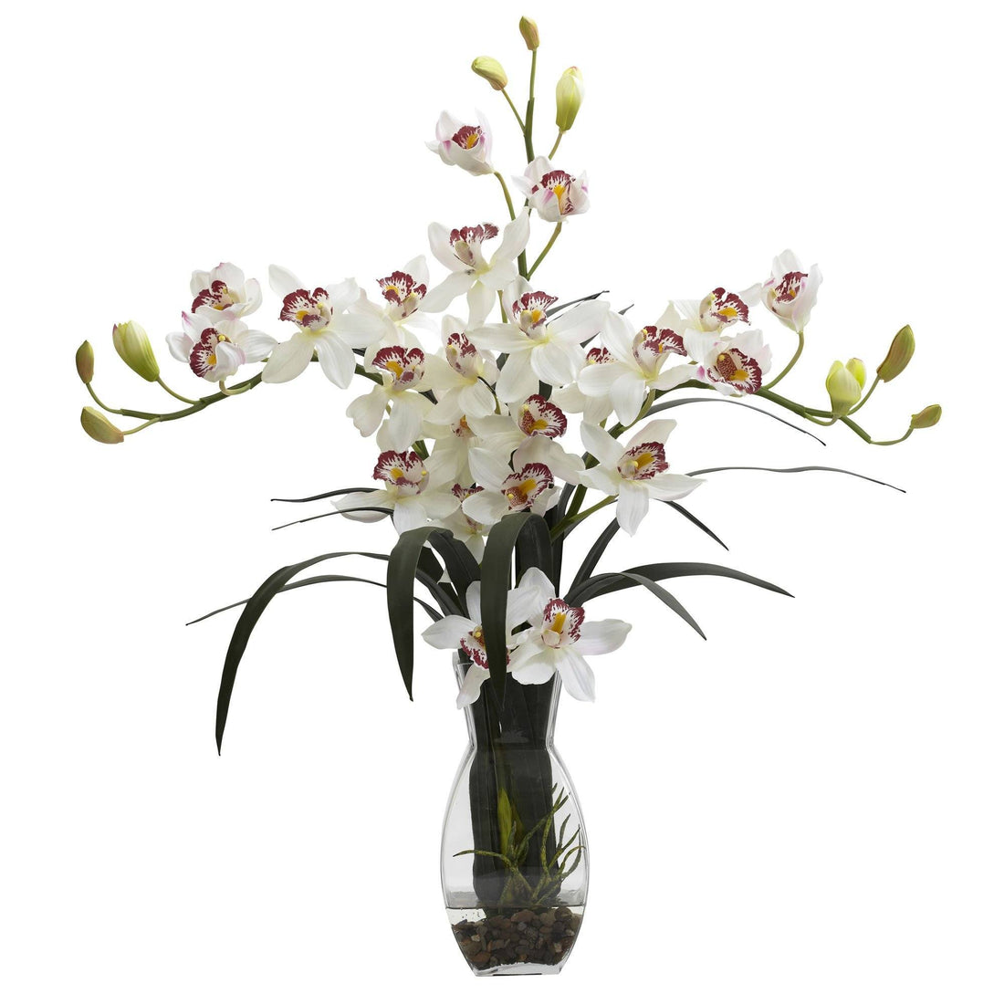 Triple Cymbidium w/Vase Arrangement 1322 Nearly Natural