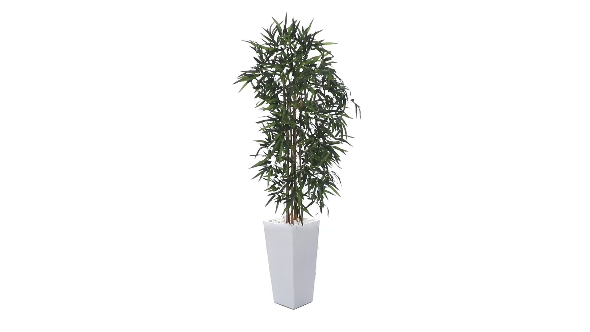 5.5’ Bamboo Artificial Tree In White Tower Planter | Nearly Natural